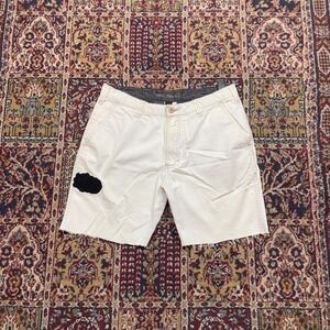 VTG 00s Element Levi Brown Mens 32 Off White Raw Hem Cut Skate Shorts Patch